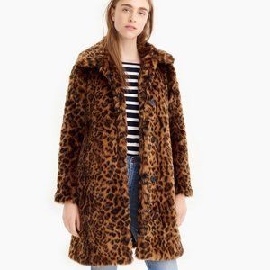 J. Crew Faux Fur Leopard Print Coat